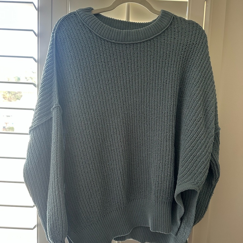 aerie Relaxed Crewneck Sweater in Dusty Blue